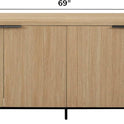 Walker Edison Reema Fluted 4-Door Kitchen Sideboard Buffet Console, 69 Inch, Coastal Oak