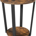 VASAGLE Round Side End Table, 2-Tier Accent Bedside Table with Storage Shelf, Easy Assembly, Nightstand for Small Spaces, Living Room, Bedroom, Rustic Brown and Ink Black ULET57X