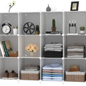 AWTATOS Cube Storage Organizer Storage 12 Cube Bookshelf DIY Plastic Closet Clothes Storage Shelves with Wooden Mallet, Stackable Storage Solution for Home, Bedroom, White