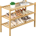 3-Tier Bamboo Shoe Rack Organizer for Entryway & Closet – Stackable Freestanding Shoe Shelf, Eco-Friendly