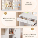 Lighted Makeup Vanity Desk, 35.4“W x 15.7'”D x 54“H, White (with Lights and Mirror, Dimming Function, 2 Drawers and 1 Cabiniet, Open Shelves) by Boahaus