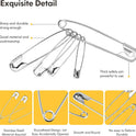 Huhuhero 160Pcs Safety Pins, Large & Small Safety Pins for Clothes Sewing Craft, Nickel Plated Steel Assorted Size Pins Bulk, Art and Craft Supplies (Sliver)