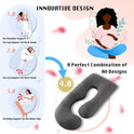 ALLOPERA Pregnancy Pillow, Full Body 57 Inch Maternity Pillow with Removable Washable Cover - Sleep Support for Legs, Back, Neck, Shoulder, HIPS, Belly for Pregnent Women, Black Grey Velvet Cover