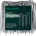 FEED GARDEN 6 Inch 50 Pack Hot-dip Galvanized Landscape Staples Plant Cover Spikes 11 Gauge Tent Stakes Garden Stakes Landscaping Fabric SOD Pins Yard Pins for Decoration Weed Barrier Fabric