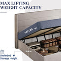 Allewie King Size Lift Up Storage Bed, Modern Wingback Headboard, Hydraulic Support, No Box Spring Needed, Light Beige