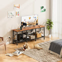 Furologee TV Stand with Power Outlets, Entertainment Center with Open Storage Shelves for TVs up to 55 Inch, Media Console Table with Soundbar Shelf for Living Room, Bedroom, Rustic Brown