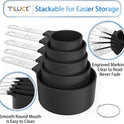 TILUCK Measuring Cups & Spoons Set, Stackable Cups and Spoons, Nesting Measure Cups with Stainless Steel Handle, Kitchen Gadgets for Cooking & Baking (Black)