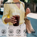 AOZITA 25 Pack - 16 oz Plastic Cups with Lids and Straws, Clear Iced Coffee Cups with Lids, Disposable Cups with Lids for Cold Drinks, Iced Tea, Milkshakes, Smoothies - Durable & BPA Free