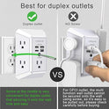 USB Wall Charger, Surge Protector, QINLIANF 5 Outlet Extender with 4 USB Charging Ports (4.8A Total) 3-Sided 1680J Power Strip Multi Plug Outlets Wall Adapter Spaced for Home Travel Office(2U2C),White