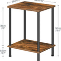 HOOBRO End Table, Small Side Table, Nightstand with 2-Layer Storage Shelves, Sofa Table for Small Spaces, Living Room, Bedroom, Stable Frame, Easy Assembly, Rustic Brown BF09BZ01