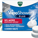 Vicks, VapoShower Plus, Shower Steamers, Eucalyptus Shower Steamer & Menthol Scent, Clean Dissolving Vapor Shower Tablets, Aromatherapy Shower Steamer & Shower Bombs, 12 count