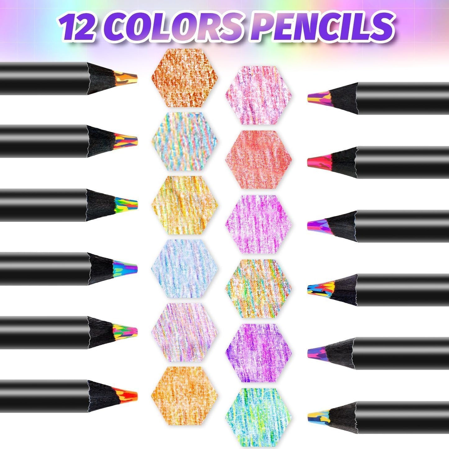 Stocking Stuffers, Stocking Stuffers for Teen Girls,12 Rainbow Colored Pencils, Teen Girl Gifts Trendy Stuff, Art Supplies for Kids 9-12, Gifts for 5-12 Year Old Girl, Arts and Crafts for Kids