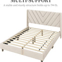 Yaheetech Queen Bed Frame Upholstered Platform Bed with Wing Side/Wooden Slat Support/Tufted Headboard with Wing Side/Mattress Foundation/No Box Spring Needed,Beige Queen Bed