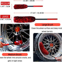 Professional 4 Pack Long Handle Wheel Brush Kit for Cleaning Wheel and Tire- 2X Soft Wheel Cleaning Brush, Detailing Brush and Stiff Tire Brush, Bendable& Durable Wheel Rim Cleaner Brush Set