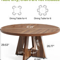 LITTLE TREE Round Dining Table for 4-6 People, 47 Inches Dining Room Table with Wooden Pedestal Base, Brown Dinner Tables, Circle Kitchen Tables for Dining Room, Kitchen, Living Room(Table Only)