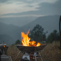 CAMPINGMOON Portable Stainless Steel Campfire Fire Pit Foldable Wood Burning Charcoal Grill for Camping Stove, Outdoor Cooking, Folding BBQ Grill 14-inch with Carry Bag MT-2