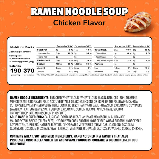 Maruchan Ramen Chicken, Instant Ramen Noodles, Ready to Eat Meals, 3 Oz, 24 Count