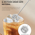 CIRCLE JOY Rechargeable Milk Frother Hanheld, Dual Coil Whisk Head Electric Coffee Frother, Portable Hand Frother Wand Drink Mixer for Matcha Lattes Cappuccino, Kitchen Gifts, Black