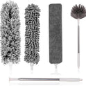 Microfiber Feather Duster 5-in-1 Kit, Dusters for Cleaning, Duster with Extension Pole 100 Inches, Cobweb Duster, Microfiber Dusters for High Ceilings and Fans, Blinds, Cars and Furniture