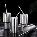 Hiware 12-Pack Reusable Stainless Steel Metal Straws with Case - Long Drinking Straws for 30 oz and 20 oz Tumblers Dishwasher Safe - 2 Cleaning Brushes Included