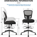 Armless Drafting Chair Tall Office Chair Adjustable Height High Back Ergonomic Desk Chair Drafting Stool Rolling Bar Stools Chairs with Footrest and Wheels
