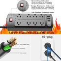 Surge Protector Power Strip - Nuetsa Flat Plug Extension Cord with 8 Outlets and 4 USB Ports, 6 Feet Power Cord (1625W/13A), 2700 Joules, ETL Listed, Black