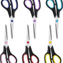 Scissors, BOOMIBOO 8" All Purpose 6 Pack - Comfort-Grip Scissors for Office Desk Accessories Sewing Fabric Home Craft School Supplies, Teacher/Class Supplies, Right/Left Handles
