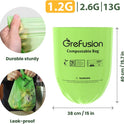 GreFusion Compostable Bags for Kitchen Compost Bin, 1.2 Gallon, 125 Count, Certified by BPI and ASTM, Leakproof and Odor Control