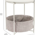 Storage End Table, Side Table with Cloth Basket, White/Heather Gray, 17.7"L x 17.7"W x 18.9"H