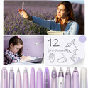Four Candies Lavender Series Gel Pens, Black & Purple Ink Writing Pens with 0.5 mm Smooth Fine Point, School Office Stationery Supplies Desk Accessories Stocking Stuffers Gifts for Women, Set of 12