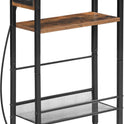 HOOBRO Small Narrow Side Table with Charging Station, Skinny End Table for Small Spaces, Slim Nightstand with USB Ports Outlet, Sofa Beside Table with Storage Shelf, Rustic Brown and Black BF102UBZ01