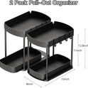 Multi-Purpose Pull-Out Storage Organizers, Under Sink/Cabinet Organizers and Storage for Bathroom & Kitchen, Black, 12.8 Inches, 2 Packs