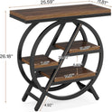 Tribesigns End Table for Living Room, 3-Tier Narrow Side Table with Storage, Wood Sofa Side Table with Geometric Metal Frame, Industrial Nightstand and Bedside Table for Bedroom