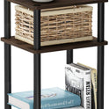 Furinno JUST Side Table, 3-Tier End Table, Open Shelves Night Stand, Bedside Table, Toolless Assembly, for Living Room, Bedroom, Bathroom, Columbia Walnut