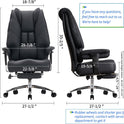Big and Tall Office Chair 400lbs Wide Seat, Leather High Back Executive Office Chair with Foot Rest, Ergonomic Chairs Lumbar Support for Lower Back Pain Relief (Black)