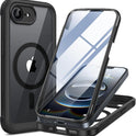 Miracase Magnetic for iPhone 16e Case Full-Body Phone with Built-in Glass Screen Protector, [Compatible with MagSafe] Military Drop Proof 16 E Cover Bumper 6.1 inch, Black