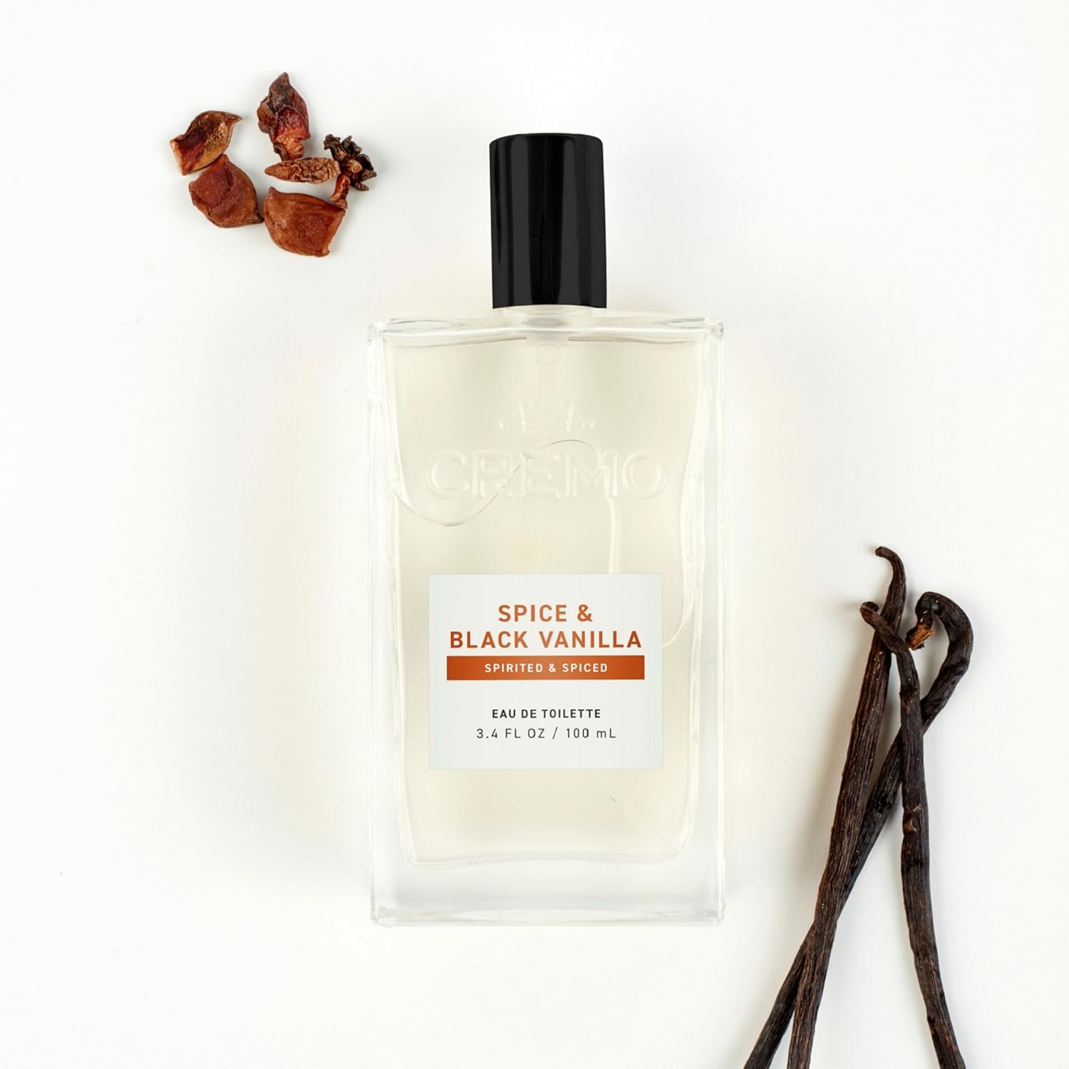 Cremo Cologne for Men - Spice & Black Vanilla Mens Cologne Spray - An Explosion of Vibrant Spices, Dark Woods and Black Vanilla, Fragrances For Men, 3.4 Fl Oz - Cart Shape