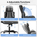 Executive Leather Office Chair, Computer Chair with Thick Cushion & Lumbar Support, Ergonomic Desk Chair with Adjustable Headrest & Armrests,Black