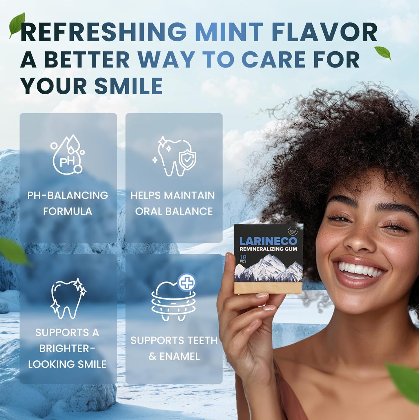 Larineco Remineralizing Gum with Nano Hydroxyapatite & Xylitol – Sugar-Free Xylitol Gum – Plastic-Free, Dye-Free, Aspartame-Free – Natural Base – 36 Pieces, Mastic Mint