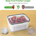 5 PCS Large Fruit Containers for Fridge - Leakproof Food Storage Containers with Removable Colander - Dishwasher & microwave safe Produce Containers Keep Fruits, Vegetables, Berry, Meat Fresh longer