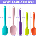 Silicone Spatula Set, 5 Piece Food Grade Rubber Spatulas for Baking, Cooking, and Mixing High Heat Resistant Non Stick Dishwasher Safe BPA-Free (Multicolor)
