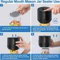 Electric Mason Jar Vacuum Sealer Kit for Wide Mouth and Regular Mouth Mason Jars