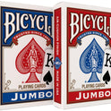 Bicycle Jumbo Index Playing Cards , 2 Pack Large Print Poker Size Deck of Cards for Easy Reading, Family Card Games, and Casino Play