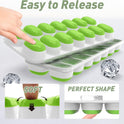 Ice Cube Tray with Lid, 2 Packs 28 Cubes Durable Stackable Ice Cube Trays for Freezer with Removable Lids, Easy-Release Plastic & Silicone Ice Tray for Cocktail, Coffee