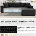 Cloud Sectional Couch,105 Inch Modular Sectional Sofa with Deep Seat,Modern Corduroy Boneless Couches with L-Shape Chaise for Living Room Bedroom,No Assembly Required (Black, Right Facing Chaise)
