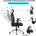 Ticova Ergonomic Office Chair - High Back Desk Chair with Adjustable Lumbar Support, Headrest & 3D Armrest