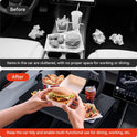 YONZEE 2-in-1 Car Steering Wheel Desk Tray & Car Seat Gap Filler Organizer – Foldable Carbon Fiber Look Table for Laptop, Eating Food, Writing – Multipurpose Travel Car Accessories