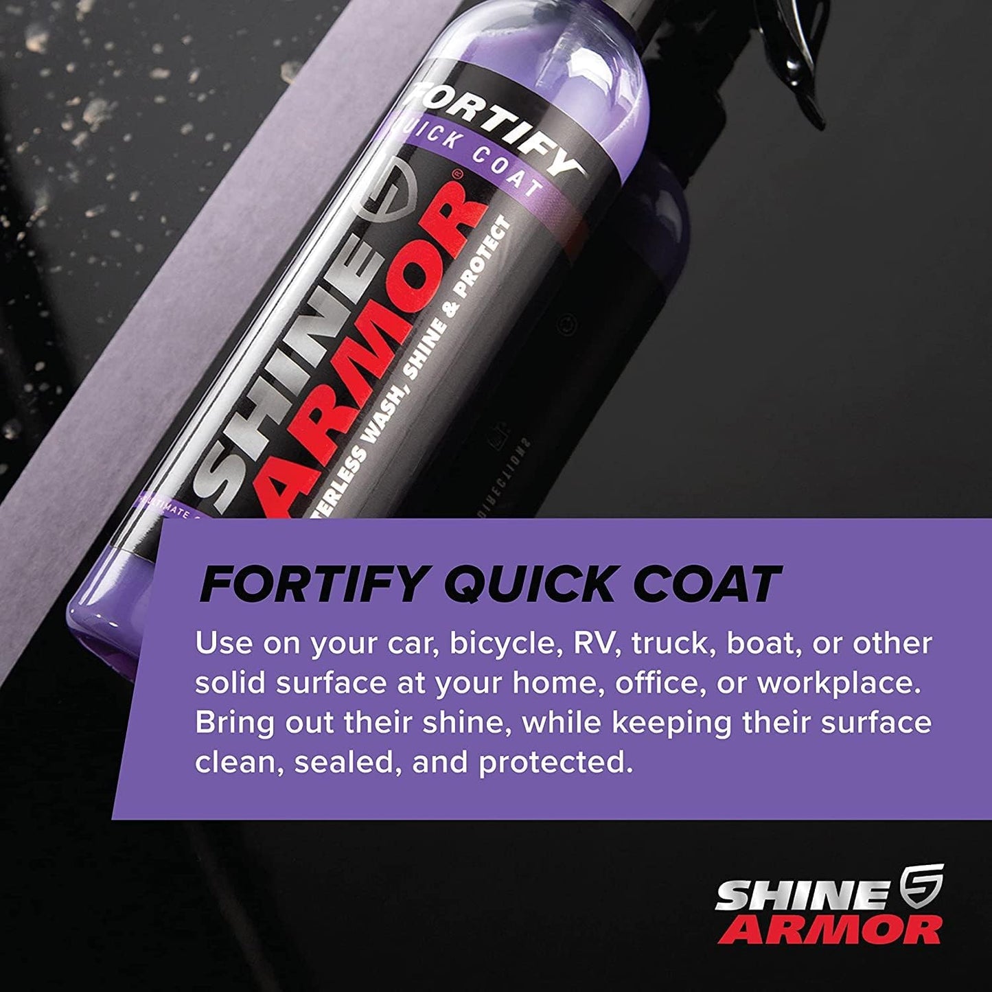 Car Wax Spray and Ceramic Coating for Cars - 3 in One Waterless Car Wash and Detailing for Maximum Shine - High Gloss Top Coat, Protective Auto Wax - 16FlOz by Shine Armor