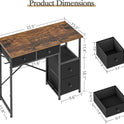 Small Computer Desk with 4 Fabric Drawers, Simple Writing Desk for Home Office, Compact Study Desks for Small Spaces, Kids Desk Study for Bedroom, Rustic Brown