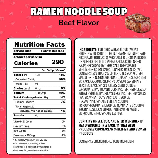 Maruchan Instant Lunch Beef, 2.25 Oz, Pack of 12